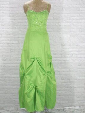 MASQUERADE Dress Prom Beaded Homecoming Pick Up Maxi Ball Gown Lime Green Size 7